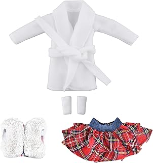 YAMASO Santa Clothing for Doll (Fluffy Vest+ Plaid Skirt + Bathrobe)
