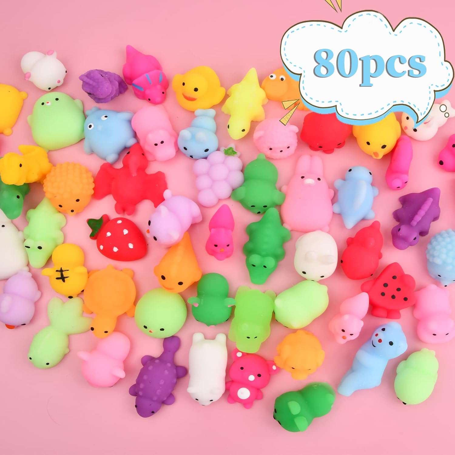 80PCS Kawaii Squishies Toy, Mochi Squishy Toys for Kids