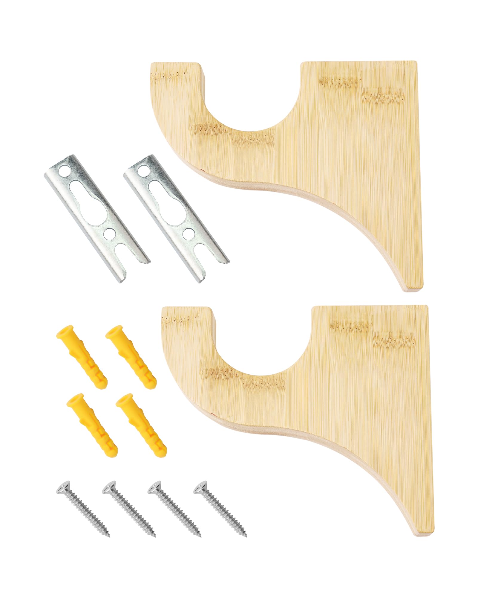 Zorqon 2 Pack Wooden Curtain Rod Brackets, Multipurpose Curtain Rod Holders for Hanging Drapes, Wood Brackets 3-1/2