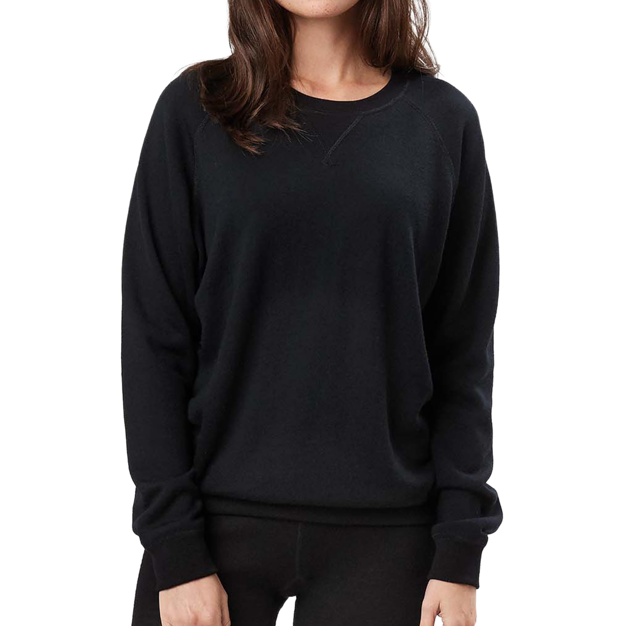 Dilling Women's Black Merino Wool Terry Sweatshirt 14