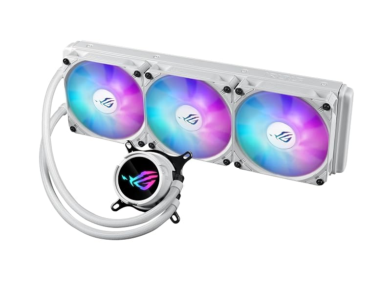 ASUS ROG STRIX LC III 360 ARGB WHT — Bianco con display LCD, raffredda senza rumore