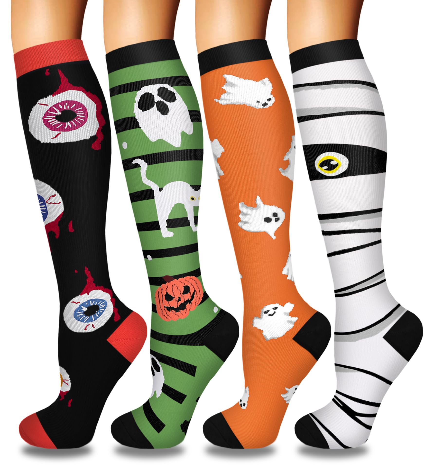 4 Pairs Compression Socks for Women Circulation-Best Support for Nurses,Running,Athletic,Travel