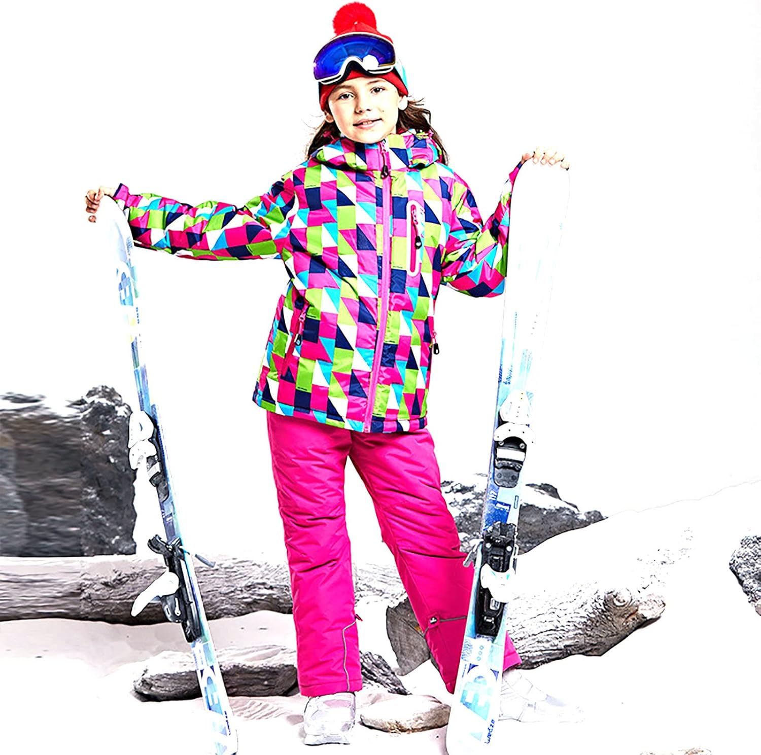 Girls Thicken Snowsuit Teen Snowboard Ski Jacket and Pants Set Children Outdoor Jacket Keep Warm in -30°C (-22℉)
