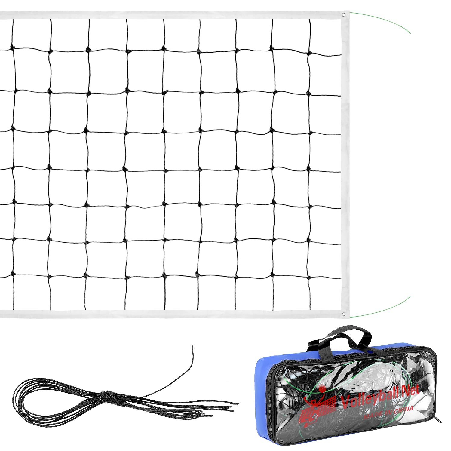 QWORK® Filet Pliable de Volleyball, Taille Standard pour Plage et Intérieur/Extérieur, Sac de Transport Inclus