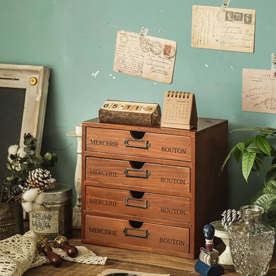 引き出し木製 ヴィンテージ 収納引き出し チェスト タンス 卓上チェスト レトロ Amazon.co.jp: MJKQ9 収納ボックス 引き出し ビンテージ風 25