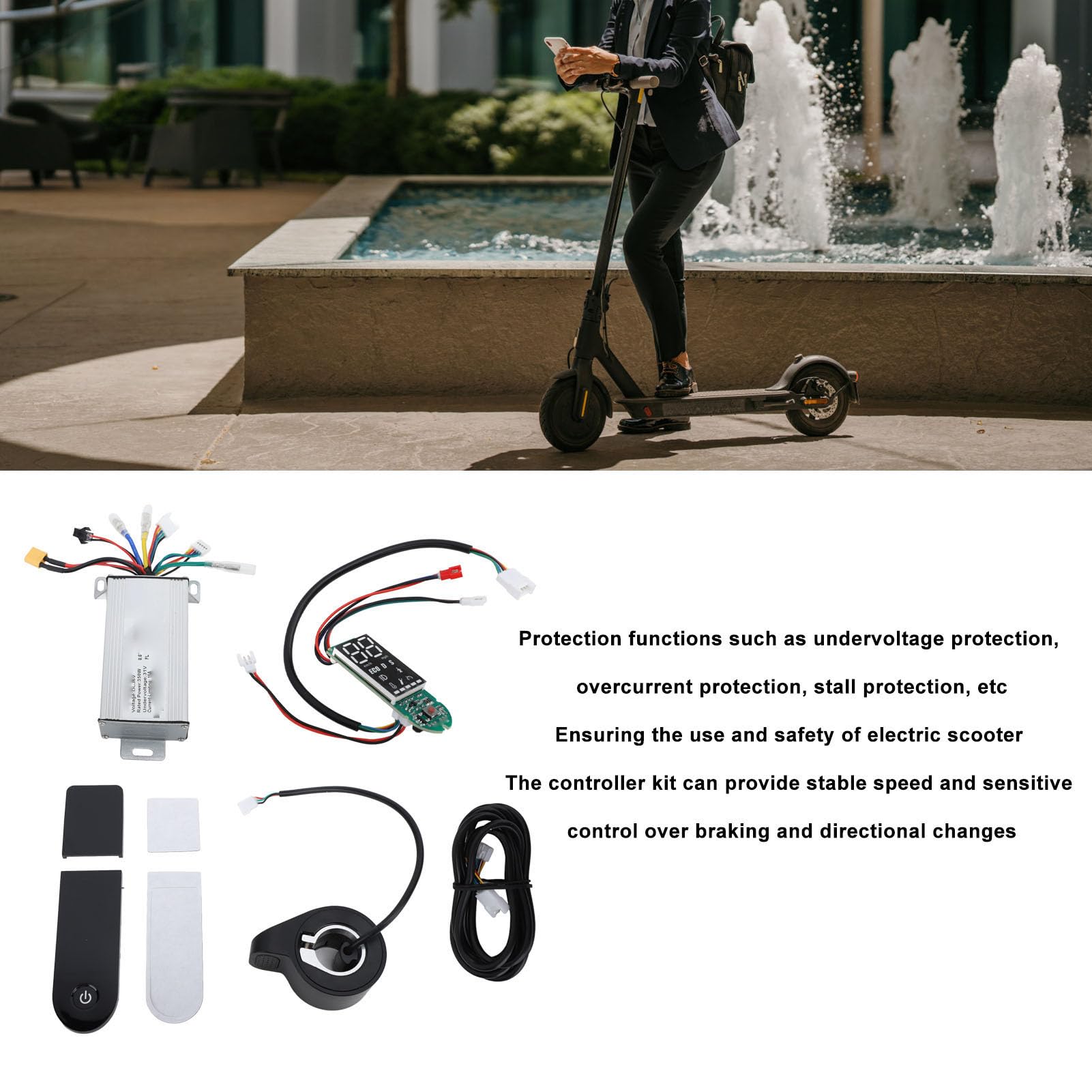 BuyWeek Kit de Controlador de Scooter Eléctrico para Xiaomi M365 1S Pro Pro2 DC 36V 350W con Tableau de Bord Acelerador de Pulgar Cable Salpicadero Cubiertas