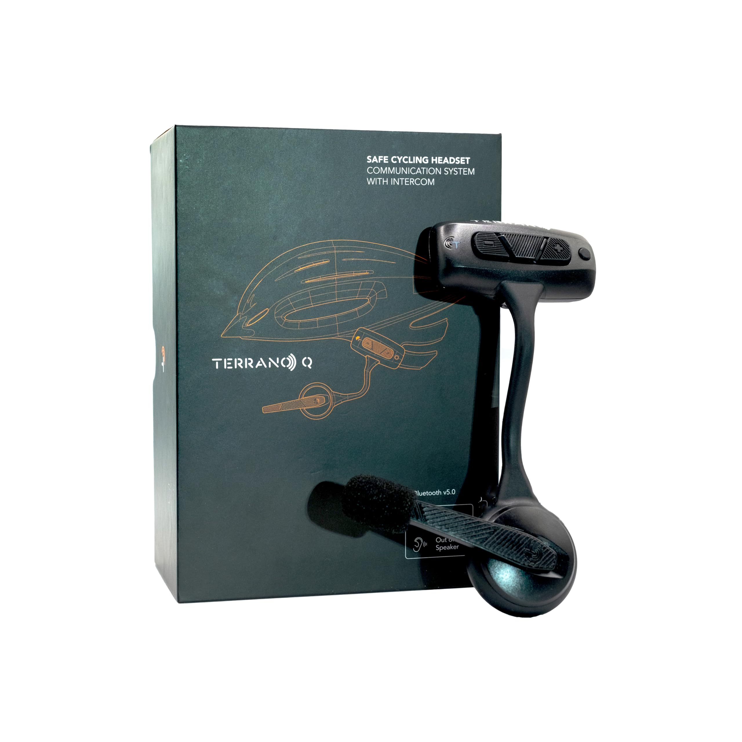 Terrano-Q Safe Cycling Headset; Helmet Mounted, Light Weight Communication System with Rider-to-Rider intercom.