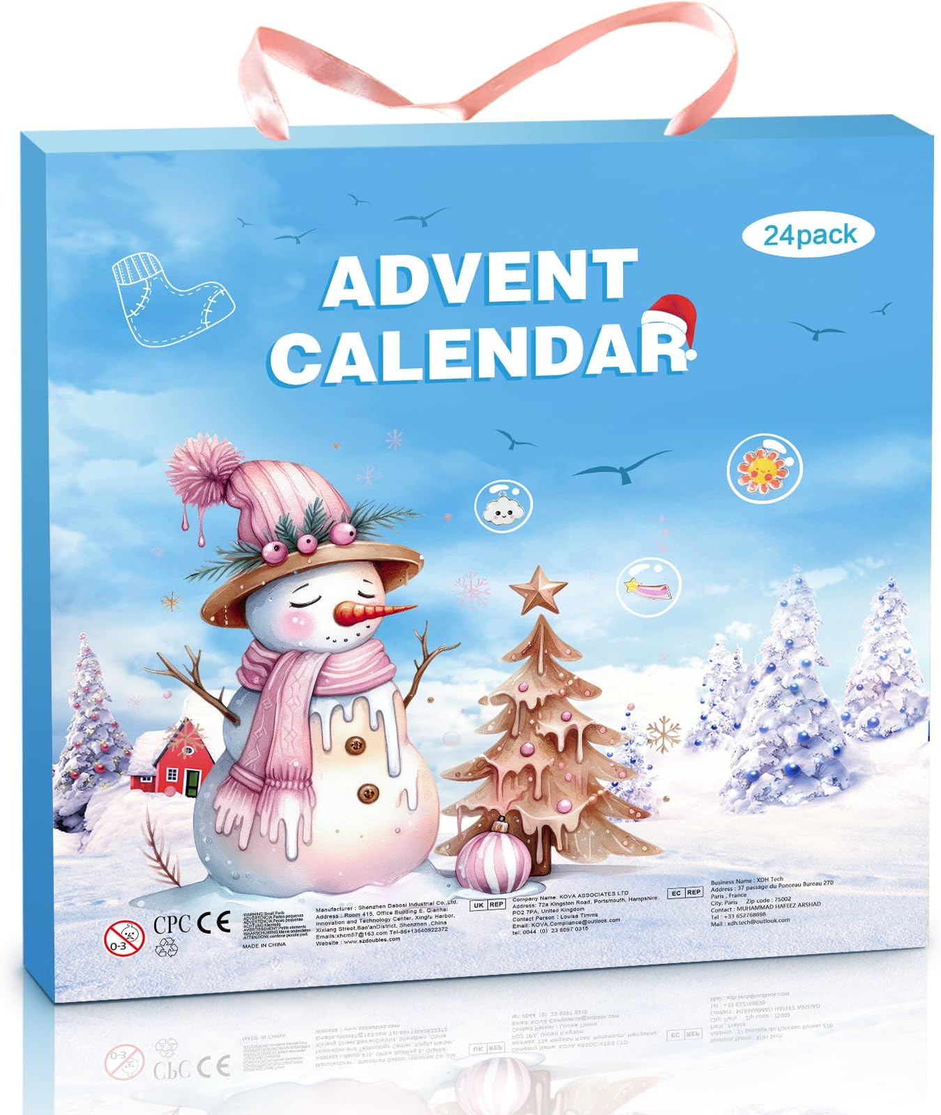 Advent Calendar 2024 Christmas SDQ Cute Cartoon Charm Fashion Christmas with Bracelet, Necklace and 22 Pieces Unique Charm Jewelry Set for Girls, Teens, Women, Adults, BLUE