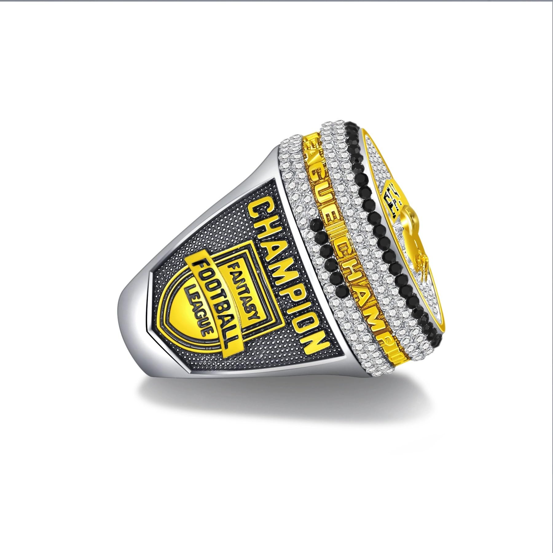 Anello Fantasy Football 2025, Anello del Campionato, Trofeo del Campionato, Confezione Regalo, Scatola for Esposizione degli Anelli(Blanc,10)