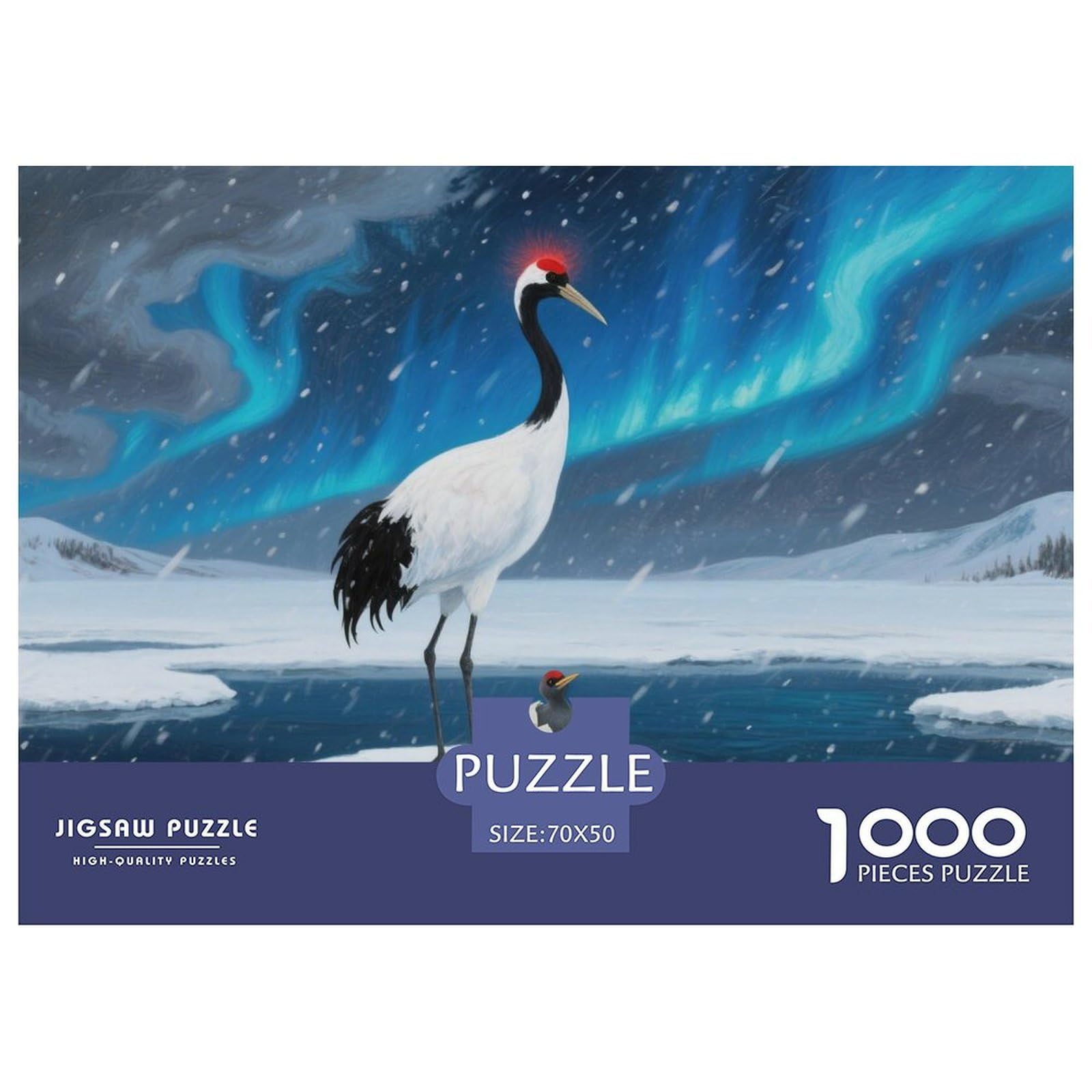 Puzzle Red-Crowned Crane 1000 Pieces Challenge Game for Adults,Aurora Ice Field Impossible Jigsaw Puzzles 1000 Pieces Educational Game Home Decoration 70x50cm/1000pcs — image 1