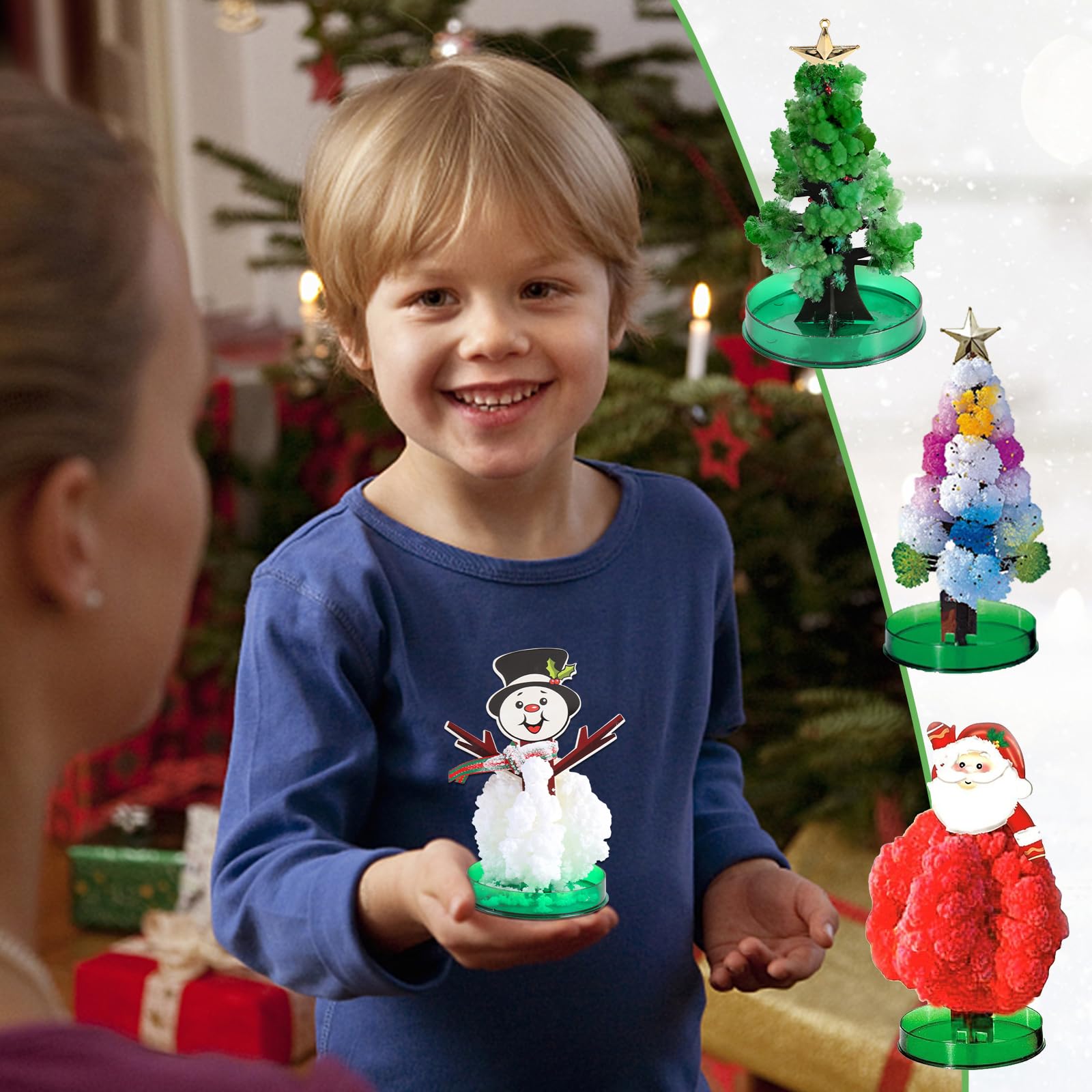 Set De 3 Árboles De Navidad Mágicos De Papel – Cultiva Cristales De Colores En 24 Horas, Manualidad DIY Para Niños Y Decoración Navideña