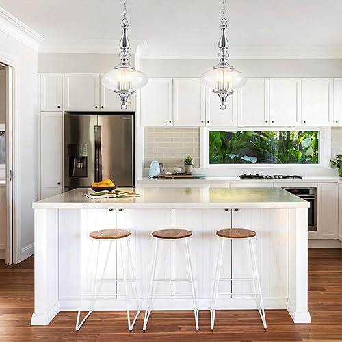 Miniatura 4 de Lámpara colgante moderna para isla de cocina, lámpara colgante de cristal cromado pulido de 11.8 pulgadas de alto 23.6 pulgadas