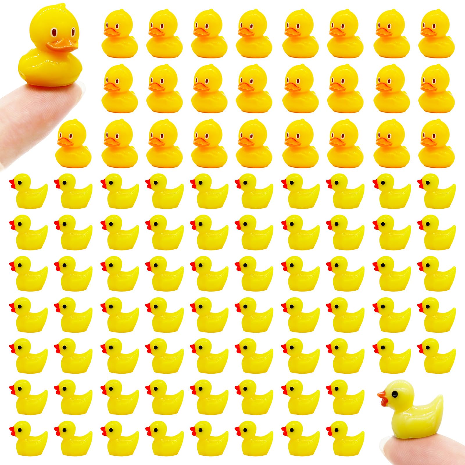 Bbiamsleep100 Pcs Mini Resin Ducks Miniature Duck Figurines Tiny Yellow Ducks Little Ducks to Hide for Miniature House Decor Accessories Micro Garden Aquarium Landscape Potted DIY Ornament