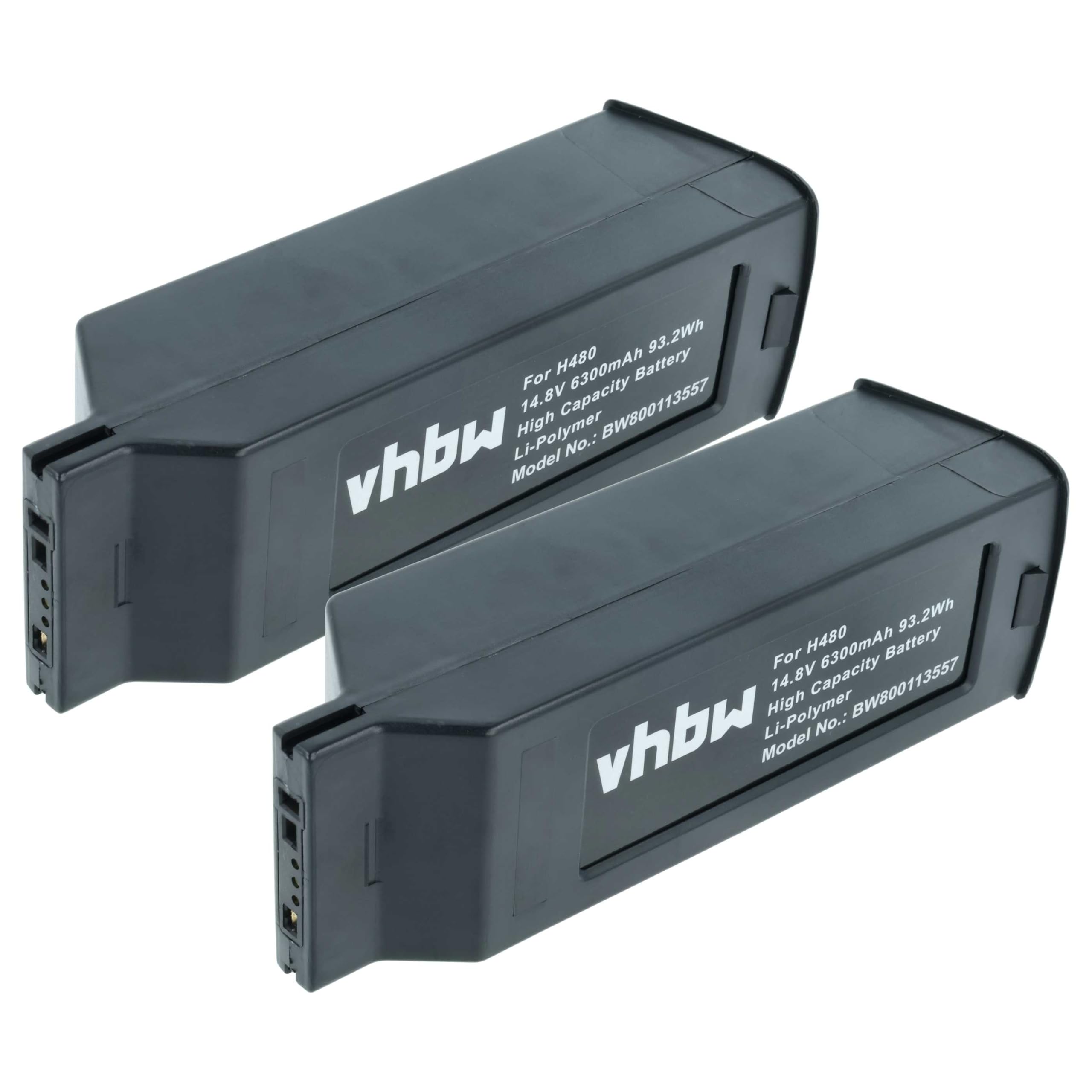 2x Battery compatible with Yuneec H480, Typhoon H Drone Multicopter Quadrocopter (6300 mAh, 14.8 V, Li-polymer)
