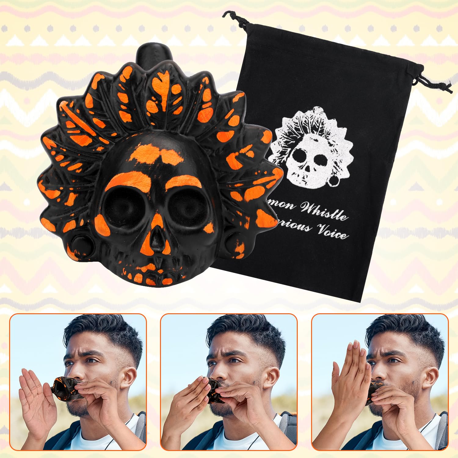 Aztecki Gwizdek Smierci, Autentyczny Ludzki Dzwiek Krzyk Aztecki Gwizdek Wojenny Glosny Aztecki Gwizdek Gwizdek Smierci na Halloween Meksykanski Dzien Zmarlych Uroczystosc Prezent