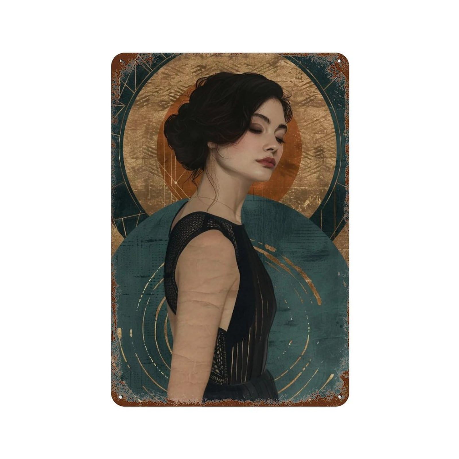 FHUYEURHRY Deco Flapper Woman 01 Wall Decor Retro Iron Vintage Art Metal Tin Sign Poster Modern Home Cofffee Club Art Bar Shop Decorations Style 30x20cm