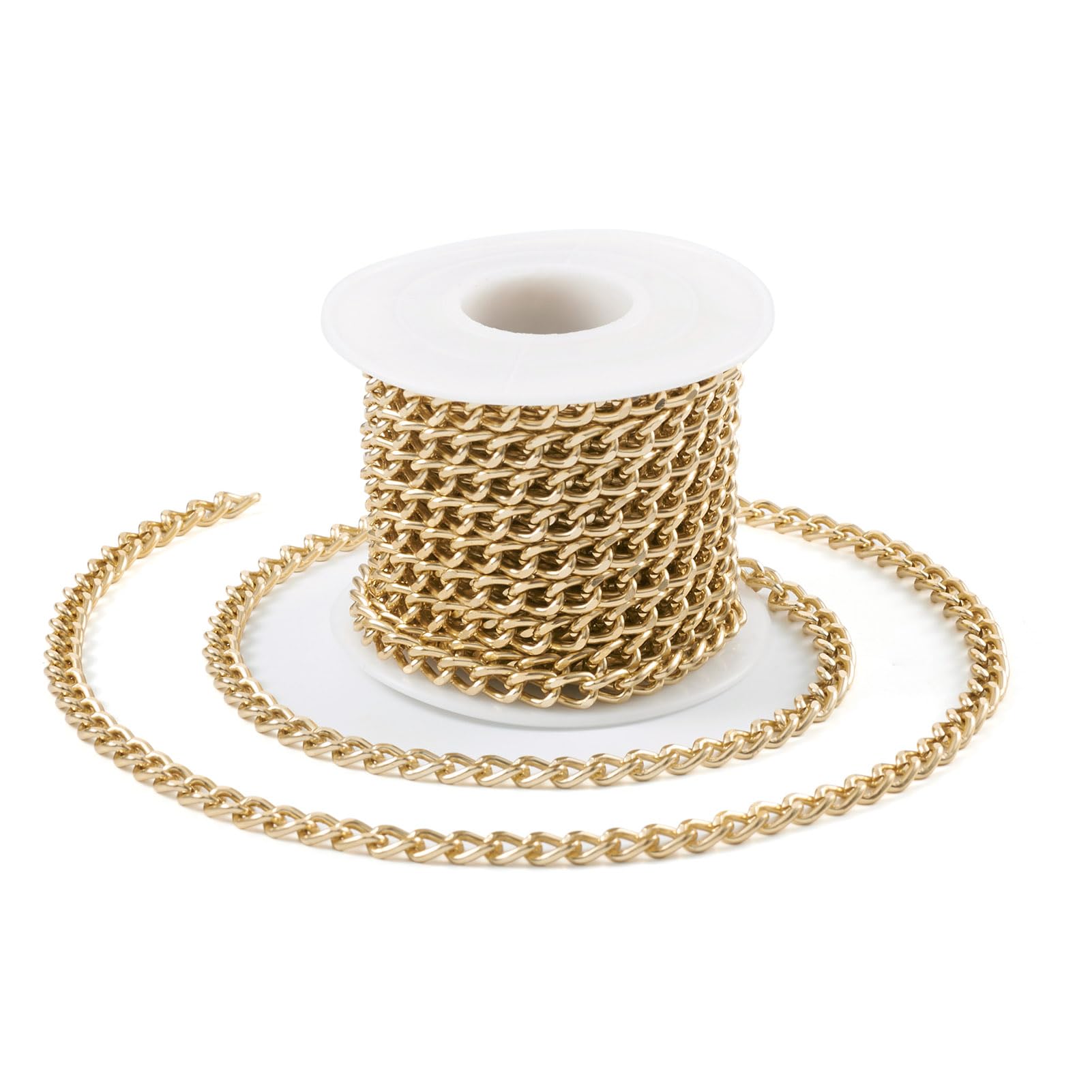 Craftdady 16.4Feet Aluminum Curb Chains Golden Oval Unwelded Twist Link Cross Cable Chain 7x5mm for Necklace Bracelet Jewellery Making