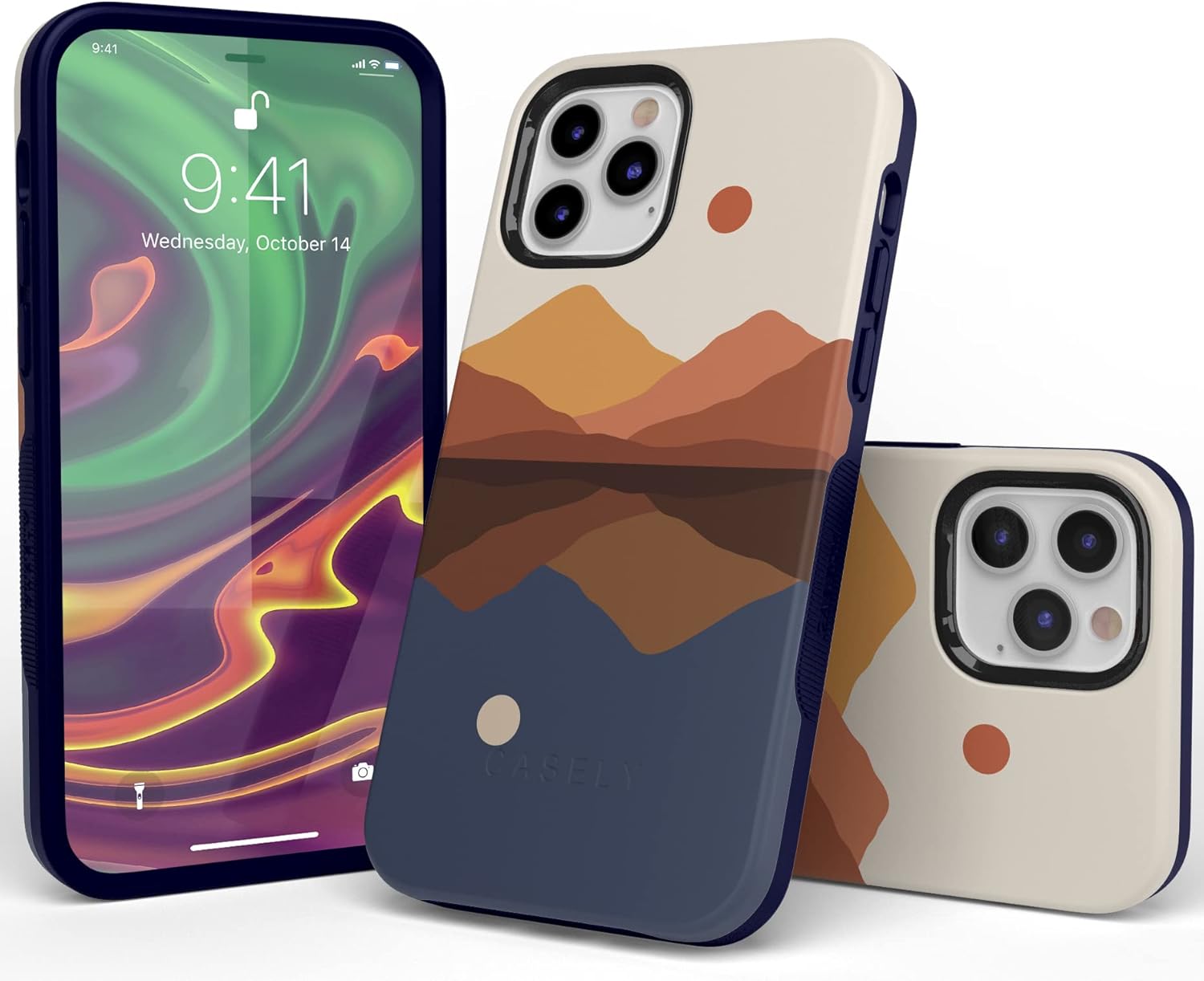 Casely iPhone 12 Pro Max Case | Opposites Attract | Day & Night Mountains | Bold Protective Design | Compatible with MagSafe