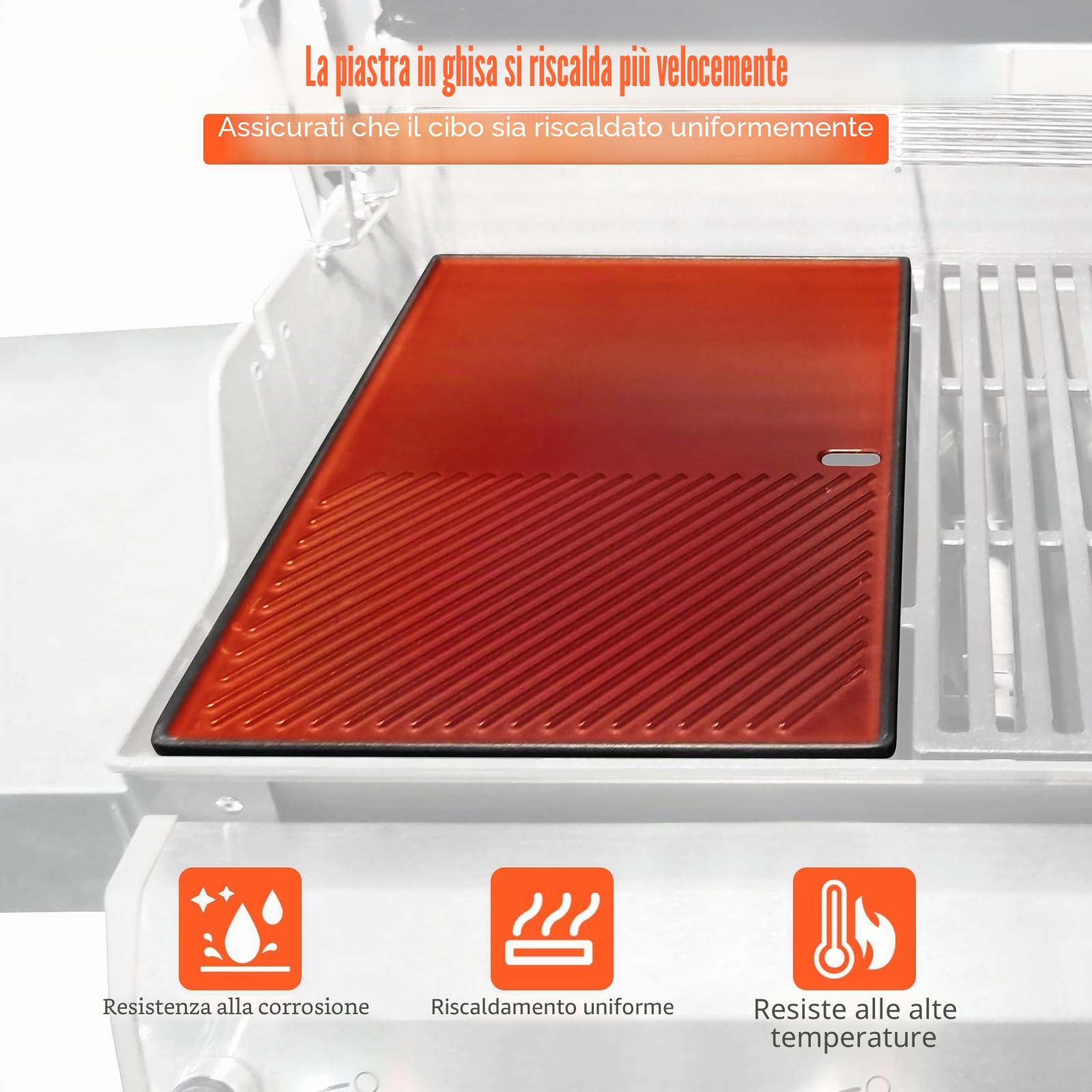 GFTIME 43CM X 32CM Piastra per Griglia Padella per Landmann Triton 3 e 4 Bruleurs, Enders Boston 4, Enders Monroe PRO 4, Enders Boston 6 Grill a Gas, Piastra riscaldante in Ghisa