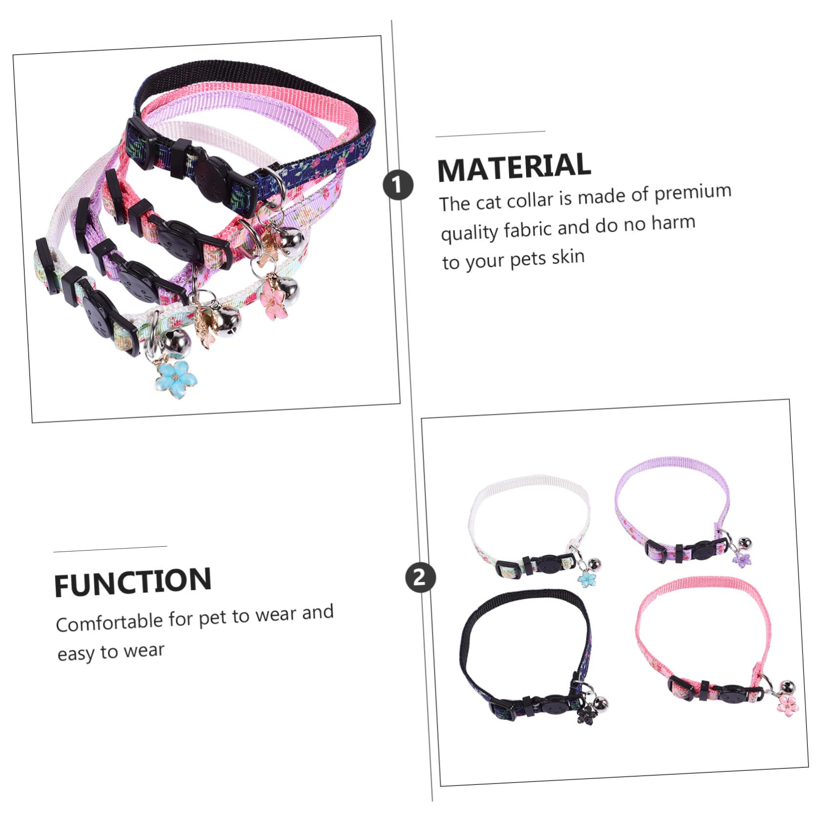 Toddmomy 12 Piezas Collar de Gato Lazos para Mascotas Collar de Mascota Perro a Necklace es Floral para Mascotas de Campana para Gatito Cuello Cuerda Nylon