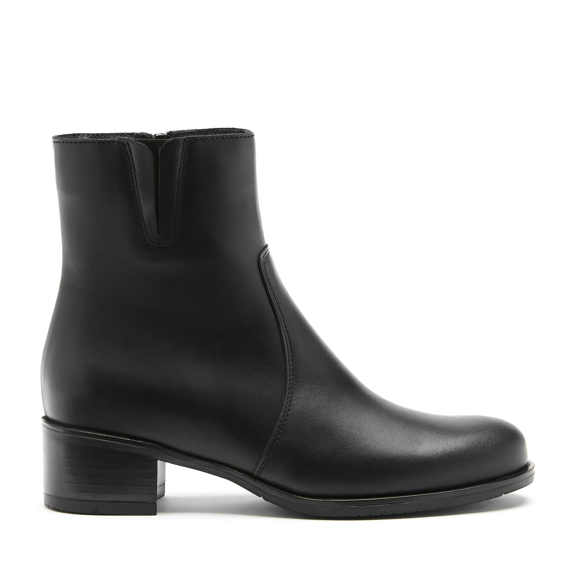 La Canadienne Houston - Women's Luxury Handmade Casual Black Waterproof Italian Leather Flat Heel Bootie