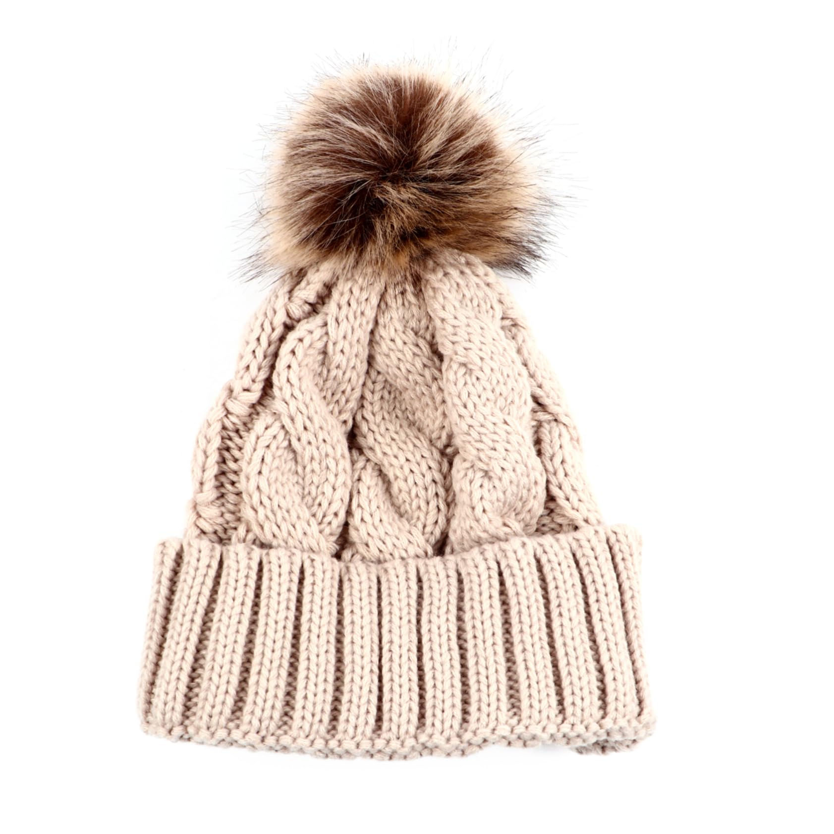 Gorro De Lana Orejeras Para Niñas Sombreros Para Sombrero De Nieve Gorro Con Pompón De Piel Sintética Cálido Sombrero Femenino Gorro De Punto Para Felpa Rojo