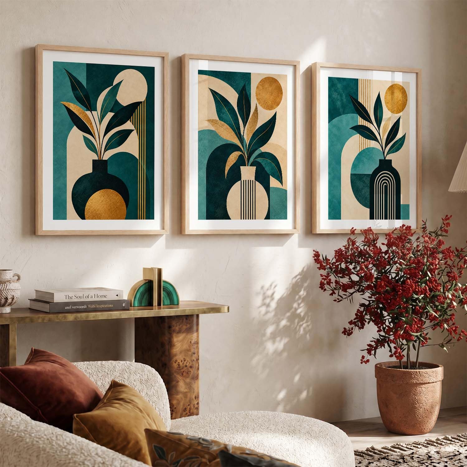 Bohemian Wall Art Set - Floral Prints with Frame -8 Bohemian Wall Art Set - Floral Prints with Frame -8