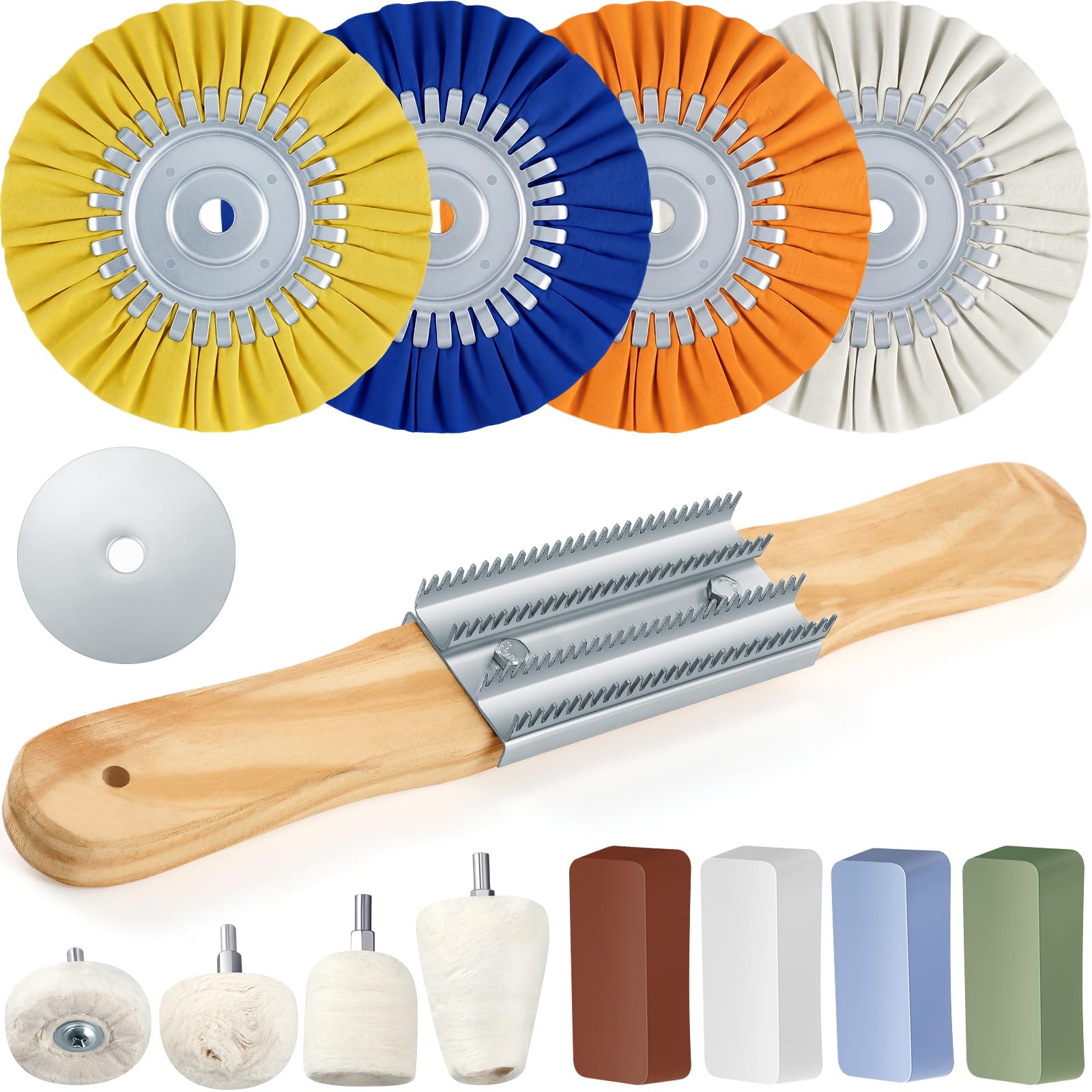 Liliful 14-teiliges Airway-Polierscheiben-Polierscheiben, Aluminium-Rad-Polierset, 20,3 cm, Polierscheiben für Bohrer, Rechen, Polierscheiben, Polierpaste für Winkelschleifer