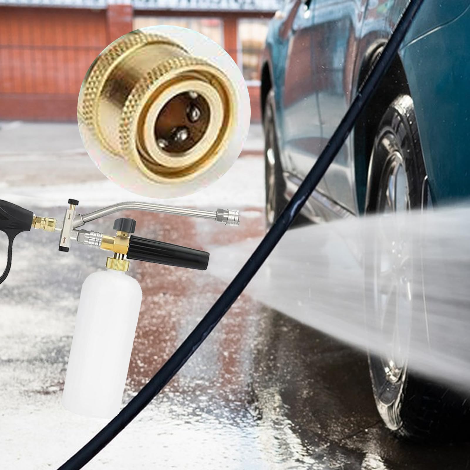 Lanza De Espuma Para Lavado De Coches Espumador Para Hidrolavadora Con | Accesorio Conector Doble Cabeza Para Limpieza Detallada De Jardín Y Hogar