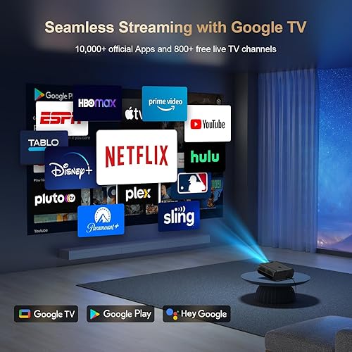 Miniatura 2 de [Aplicaciones integradas/GoogIe TV/1500ANSI] Proyector inteligente 4K compatible con WiFi y Bluetooth, GoogIe Voice, Zoom y Keystone, soporte de