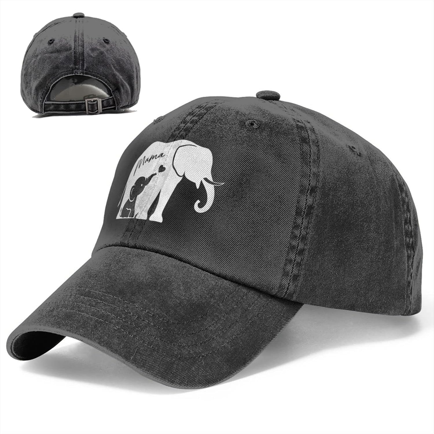 Women's Mom and Baby Elephant Hat Adjustable Washed Vintage Baseball Cap for Mama Aunt - Image 7