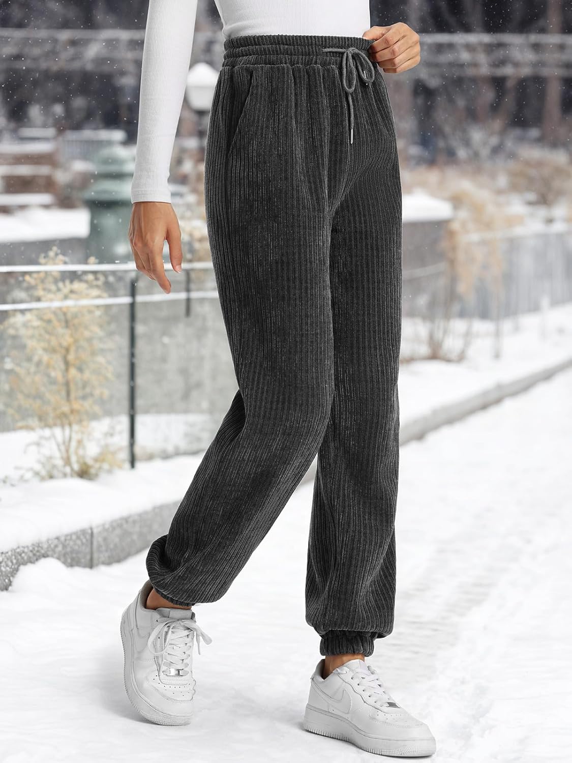 QIANXIZHAN Women's Winter Warm Thick Fleece Pants, Lined Sweatpants Pants Joggers Comfy Pajama Clothes - Image 9