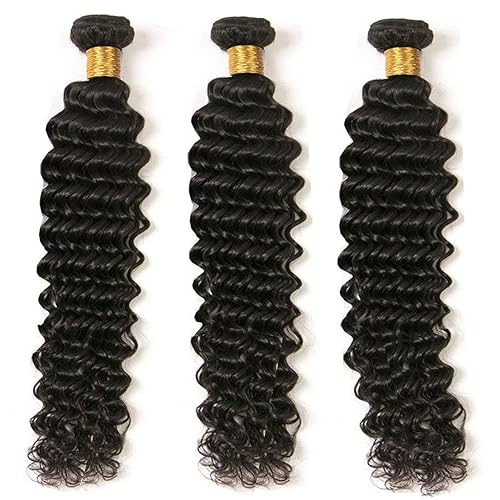 Miniatura 6 de Extensiones de cabello humano brasileño ondulado profundo, 22, 24, 26 pulgadas, 10.58 onzas sin procesar, cabello humano virgen brasileño, onda