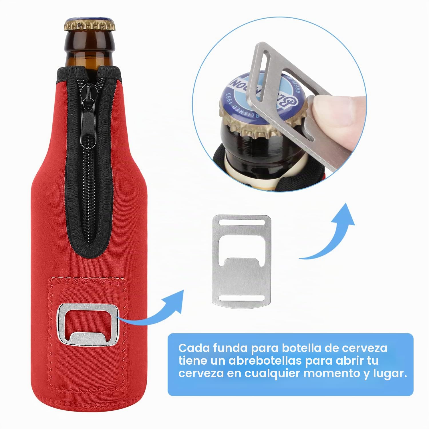 4 Piezas 12oz Beer Can Cooler Sleeve Funda para Latas de Cerveza Isotermica Antideslizante Soporte de Neopreno Manga Aislante para Bebidas Manga Refrigerante para Latas con Abrebotellas
