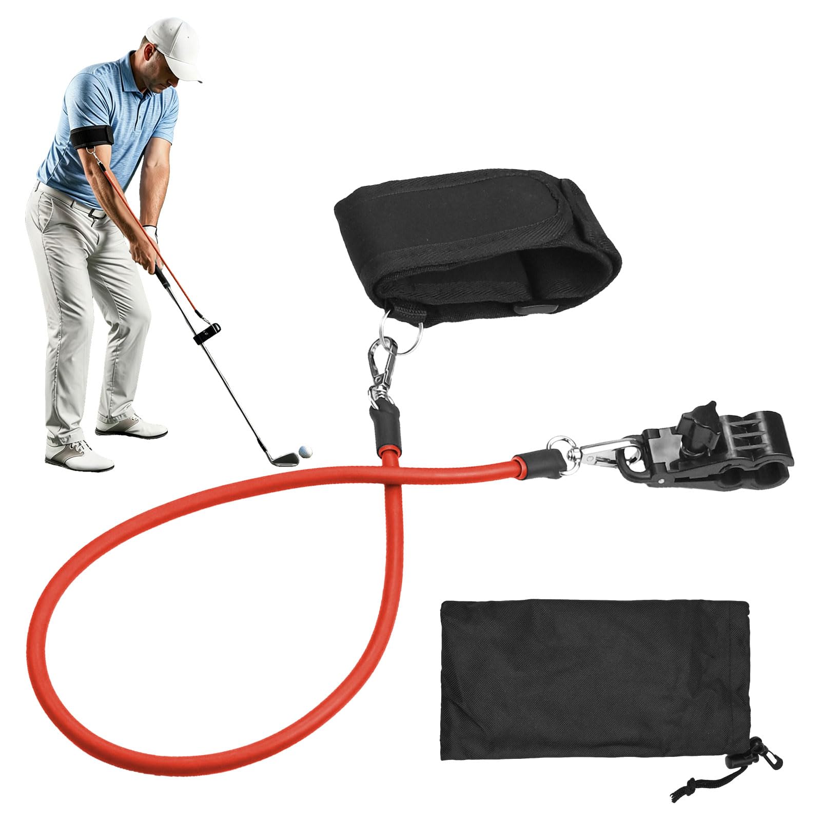 LIRONGTAGE Golf Swing Release Trainer, Golf Swing Training Aid for Correcting Hand Movement and Delayed Release, Golf Training Aids for Indoor and Outdoor Practice with 360 Degree Metal Buckle (Red)