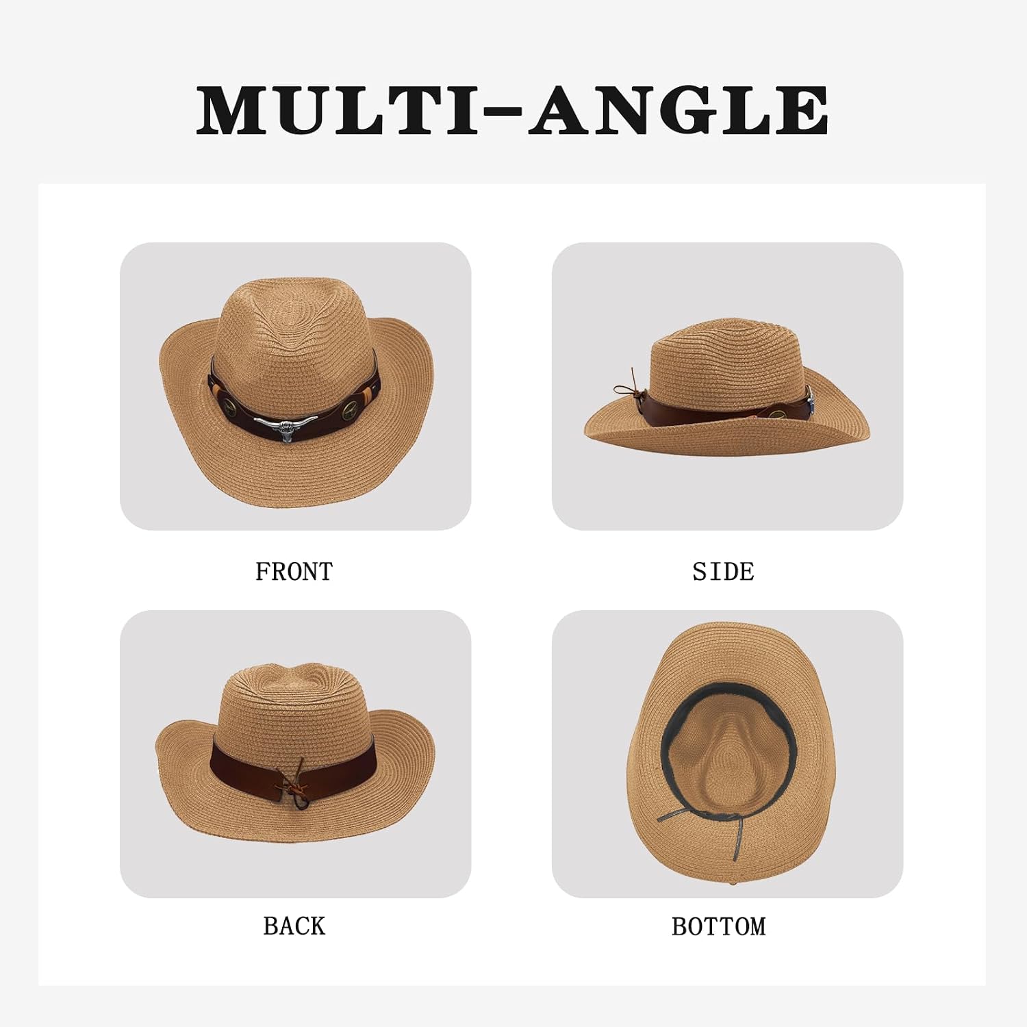 Straw Cowboy Hat Wide Brim Sun Beach Cowgirl Hat Summer Western Cowboy for Travel Outdoor Family for Women/Men