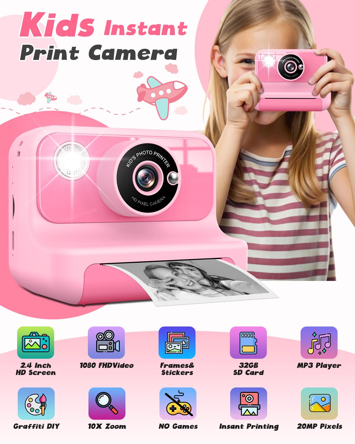 Webcam 1080P 20MP 10X Kids Black Thermal Paper - Dettaglio