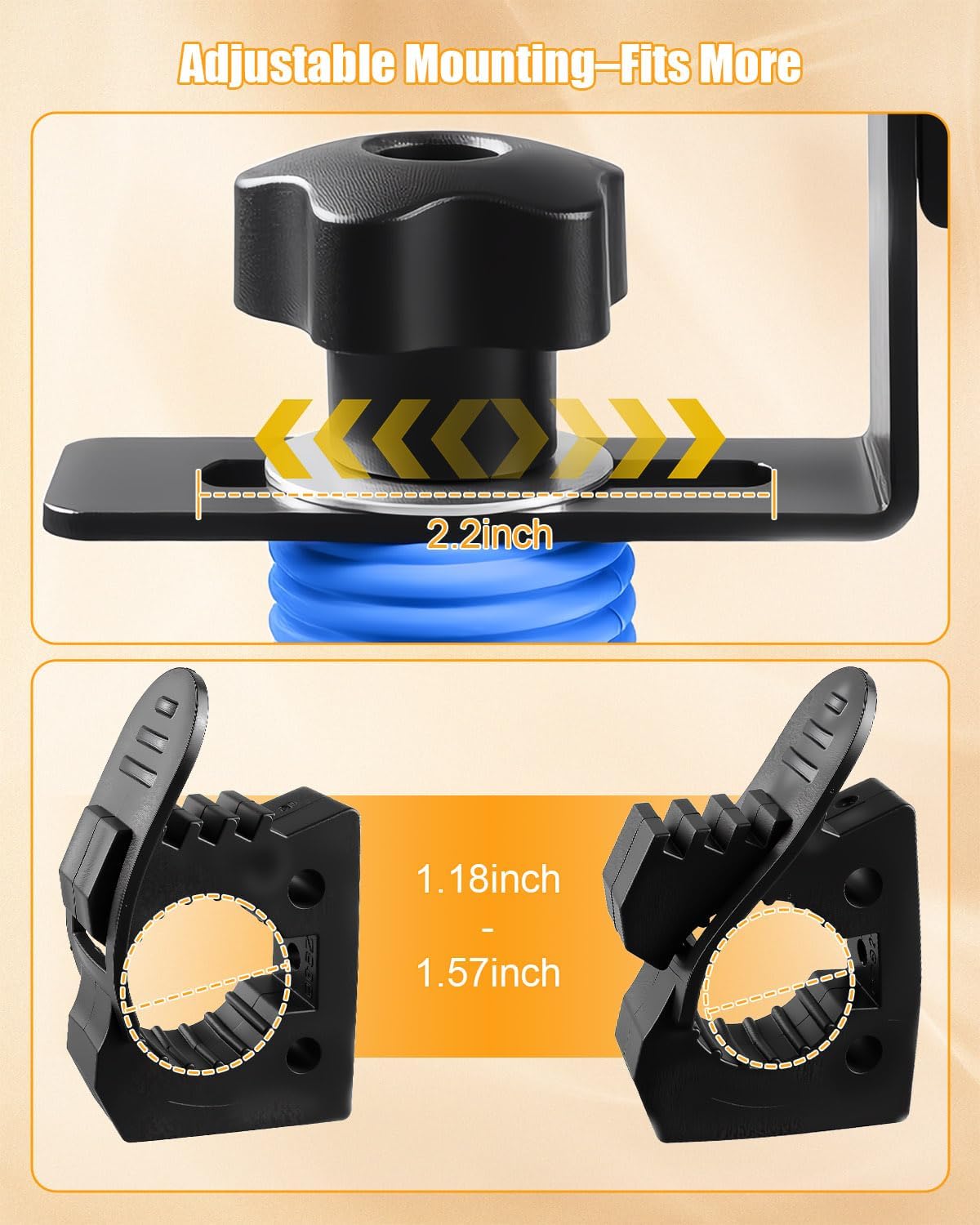UTV Dual Tool Rack Holder Compatible with Polaris Ranger General Series, Heavy Duty Bed Mount with Rubber Grips, Shovel/rakes/Axe/Farm Tool Mount, Tool Hooks with Twist Lock Anchors, Pack of 2