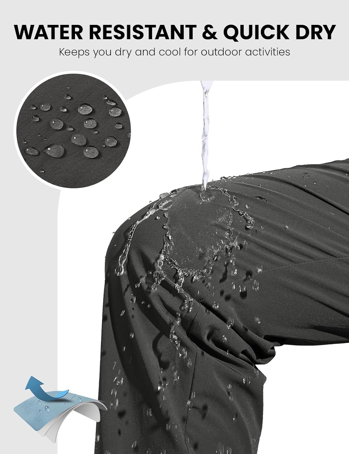 BGOWATU Men's Lightweight Hiking Travel Pants Quick Dry Water Resistant Athletic Joggers Zipper Pockets Cargo Workout Casual - Image 3