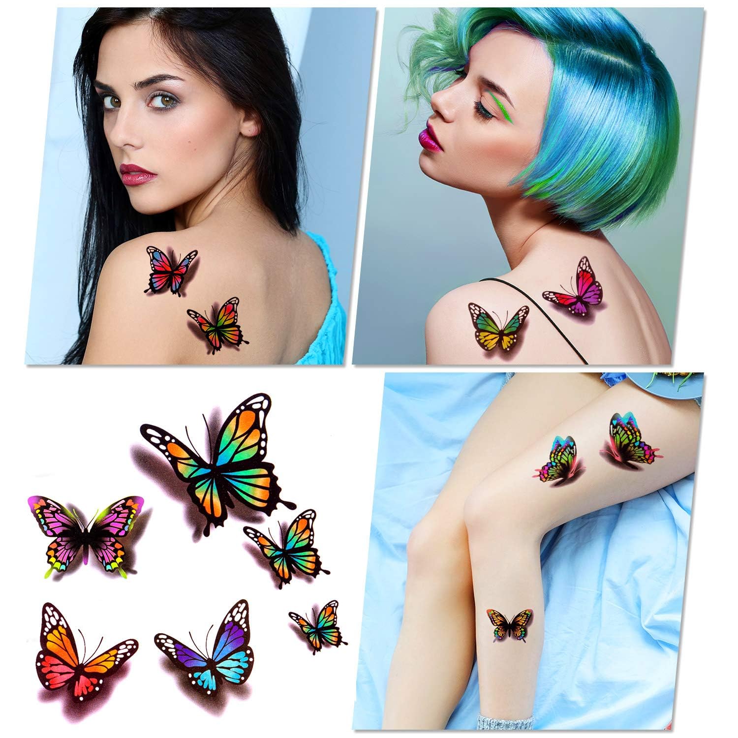 3D Butterflies and Flowers Temporary Stickers Tattoo image 3