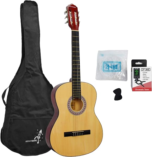 Rocket CG44PACK Zestaw z Gitarą Klasyczną, Drewno/Czarny, Rozmiar 4/4