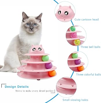 UPSKY Cat Toy Roller 3-Level Turntable Cat Toys with Six Colorful Balls