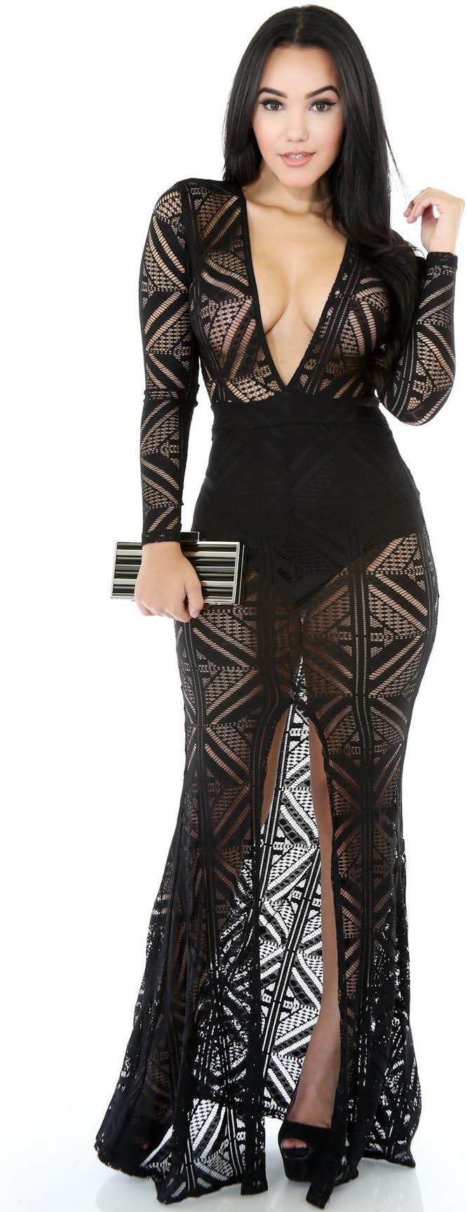 Lace Construct Maxi Dress