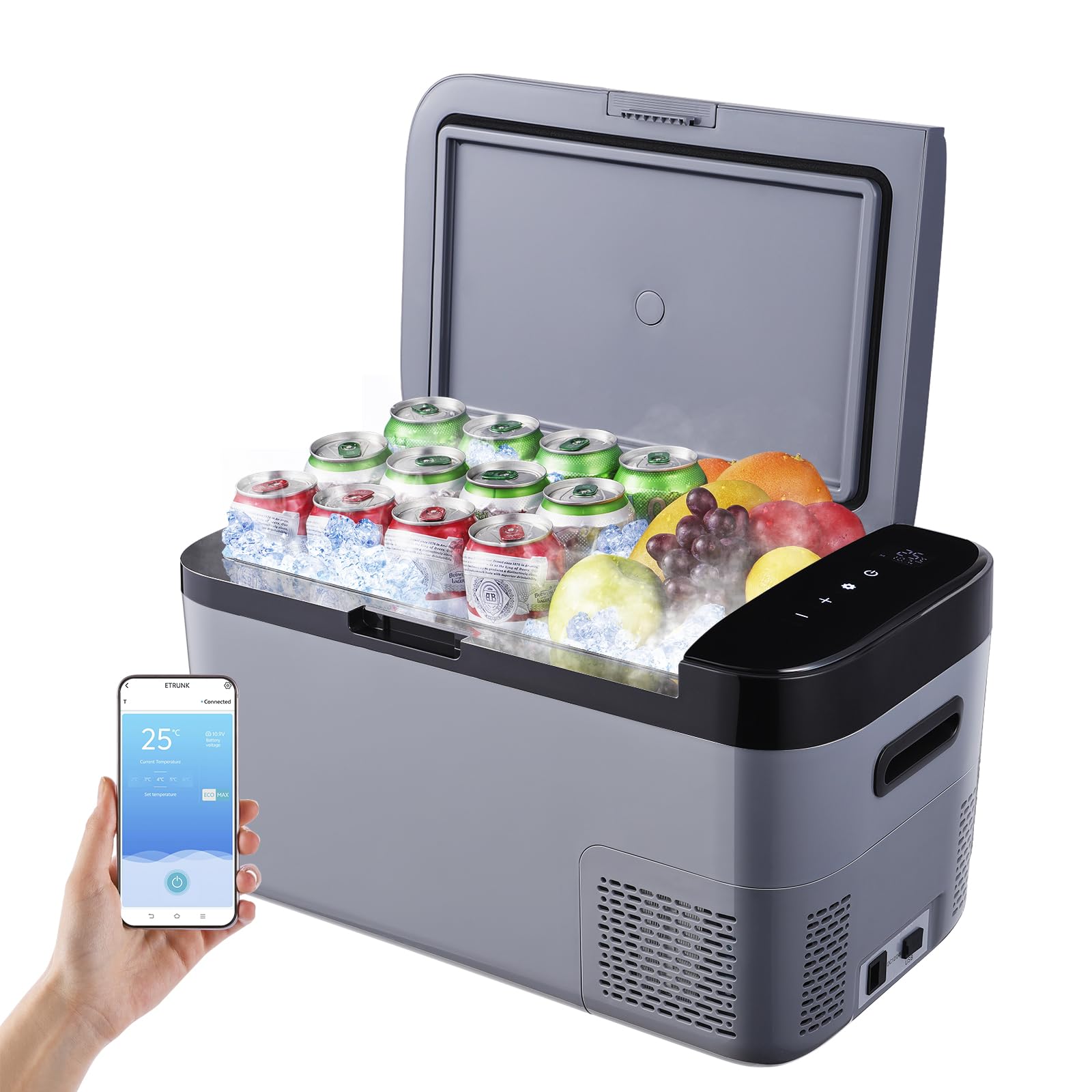 AAOBOSI Nevera Portatil 20L,Nevera Coche 20L Nevera 12V Compresor,Control APP,20°C a -20°C, 12/24V DC,100-240V AC,Nevera para Hogar Camping, Viajes, Coche, Barco y Autocaravana