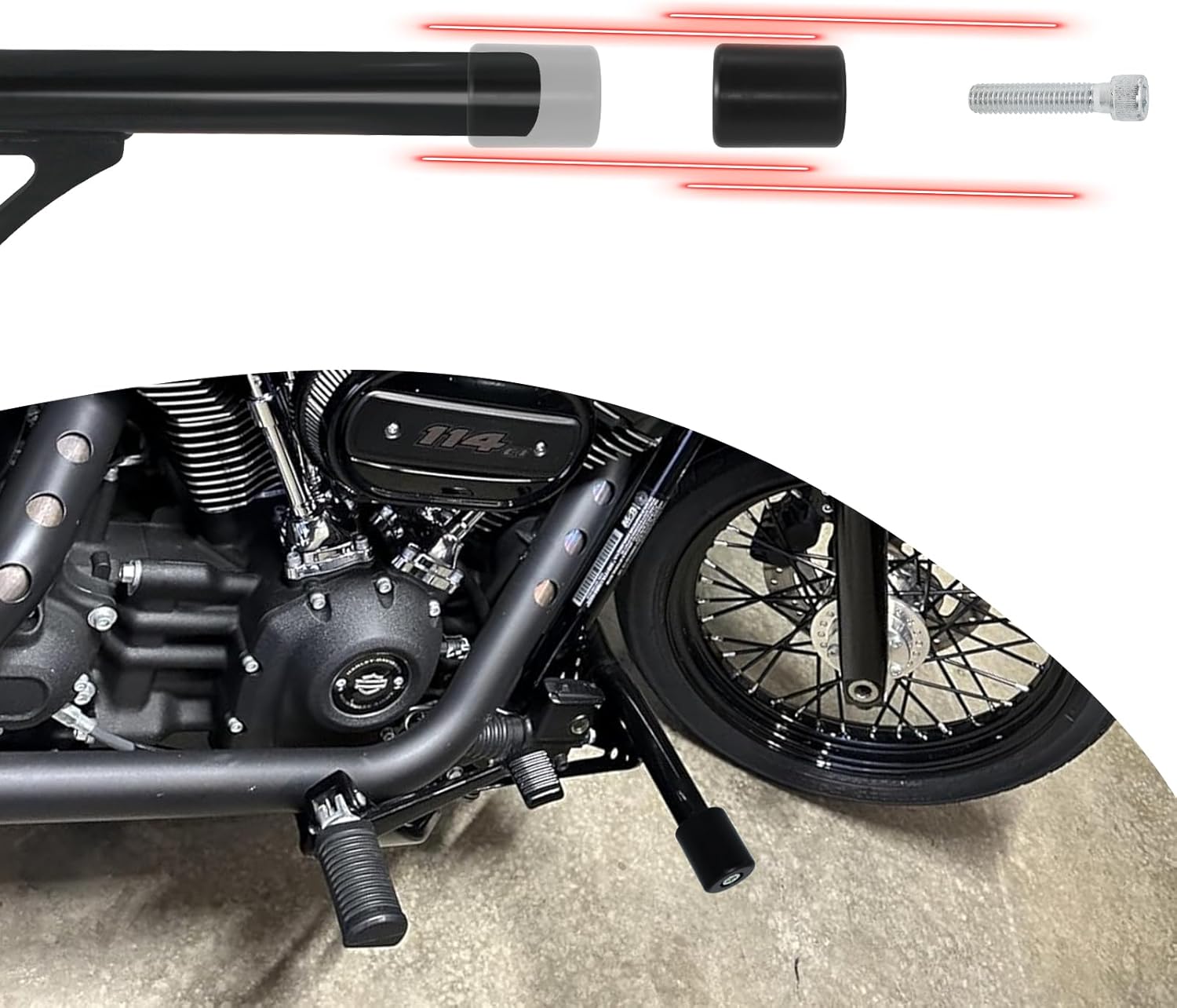 1.25 inch Front Engine Guard Crash Bar for '18-2024 Harley Softail Street Bob FXBB, 18-20 Low Rider FXLR, '20-'24 Low Rider S FXLRS,2022-2024 Low Rider ST FXLRST