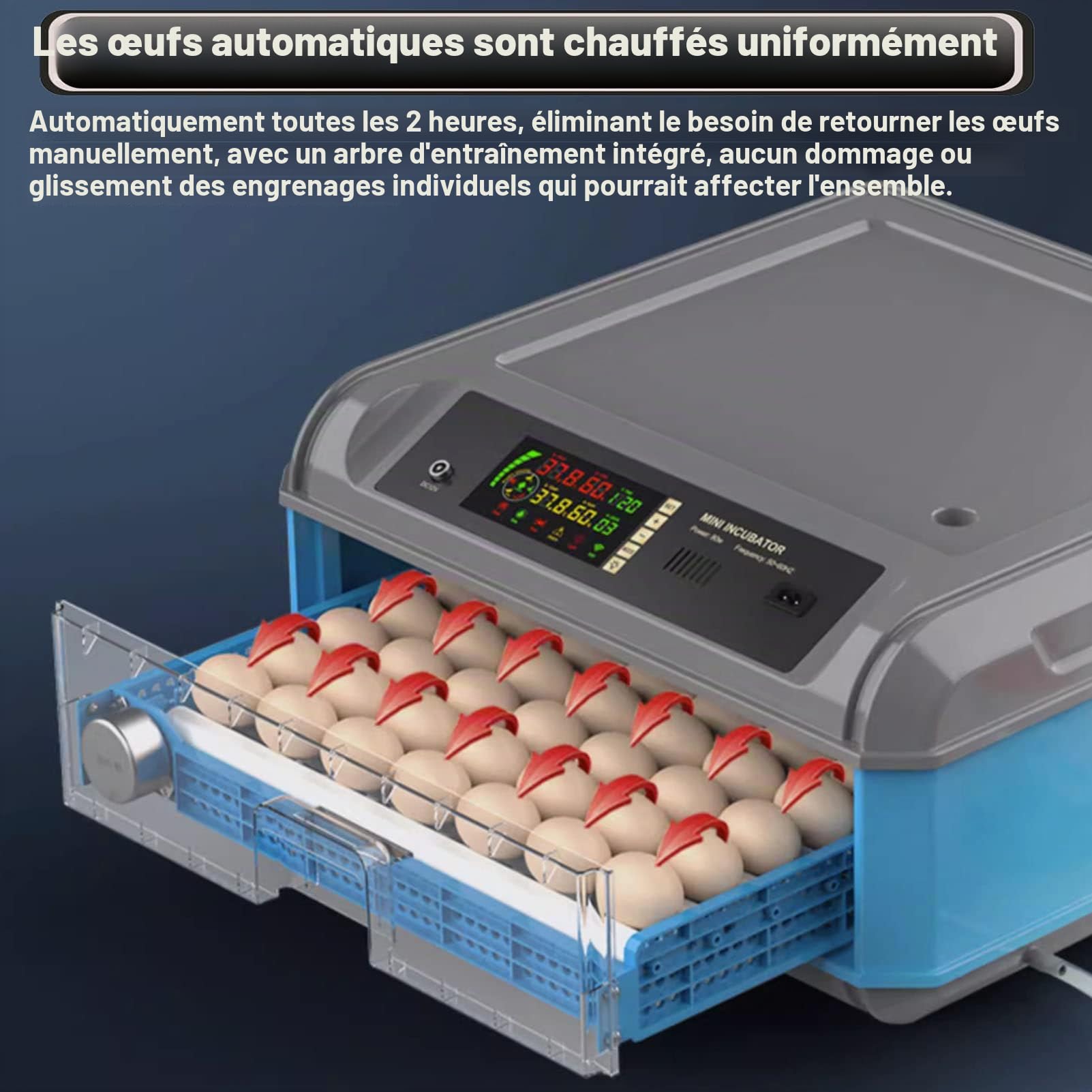 Incubateur d'œufs, 128-500 œufs de Poule Incubateur de Poussins entièrement Automatique avec tourneur d'œufs Automatique, incubateur à contrôle de température pour éclosion de Poulets,