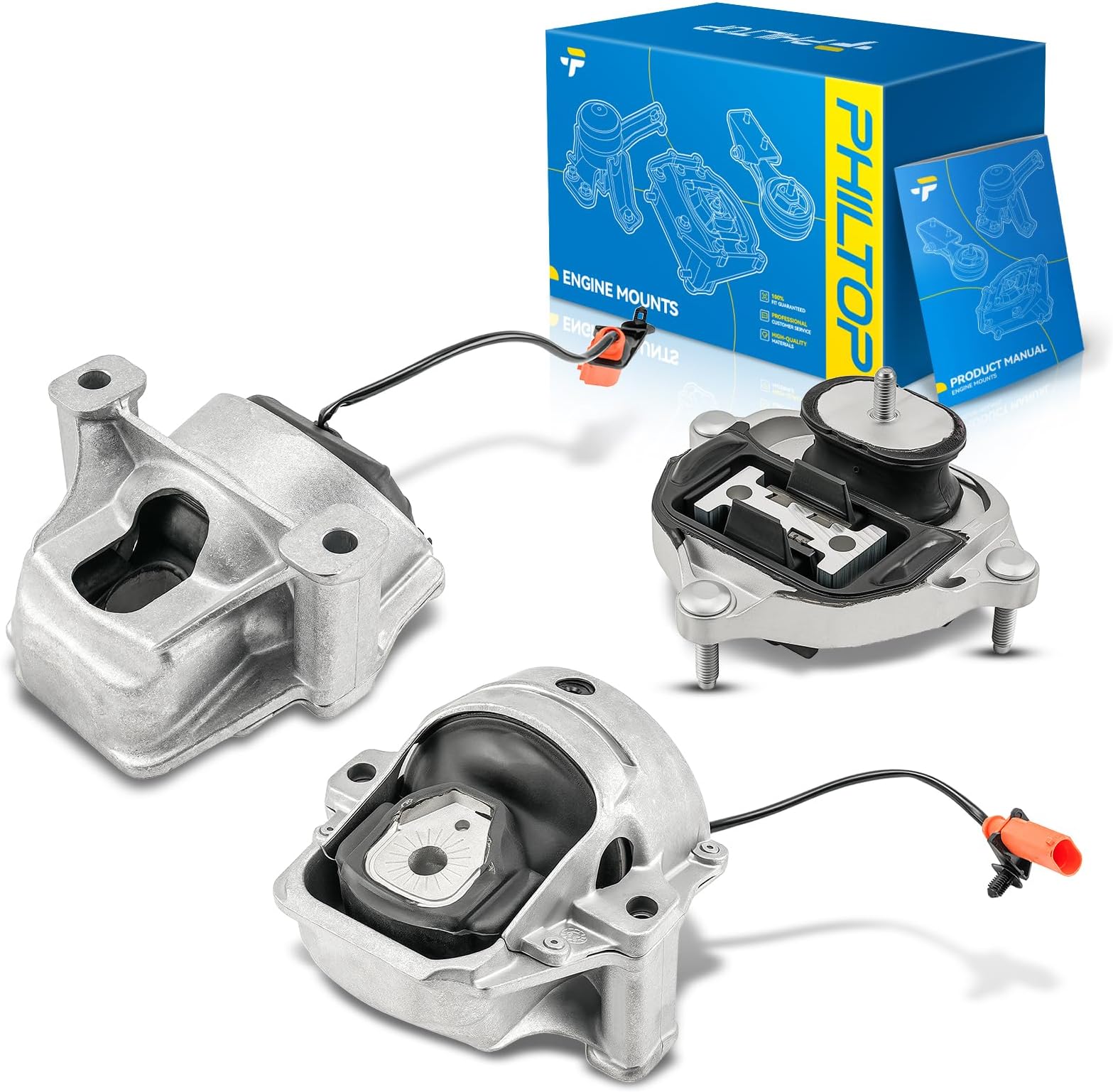 PHILTOP 3PCS Engine Motor Mount Set Compatible with 2009-2016 Audi A4, Transmission Mounts Replacement for 2008-2017 Audi A5, Replace A6991HY, A4920