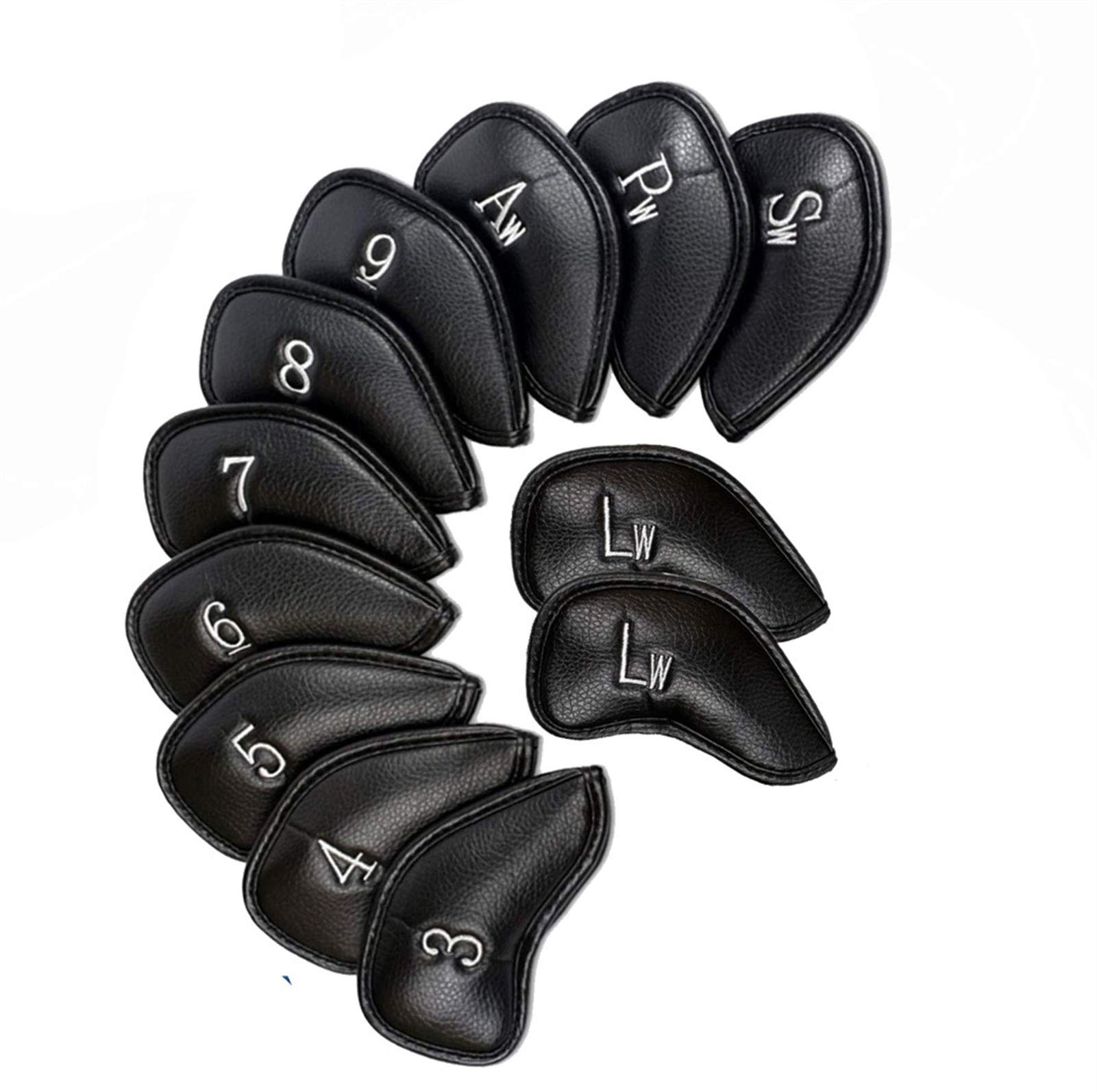 Copri Mazze da Golf,Copritesta da Golf 10/12 Pz Deluxe di Cuoio Sintetico di Ferro di Golf coperture della Testa del Club Sacca Impermeabile for all del Ferro di Golf Club