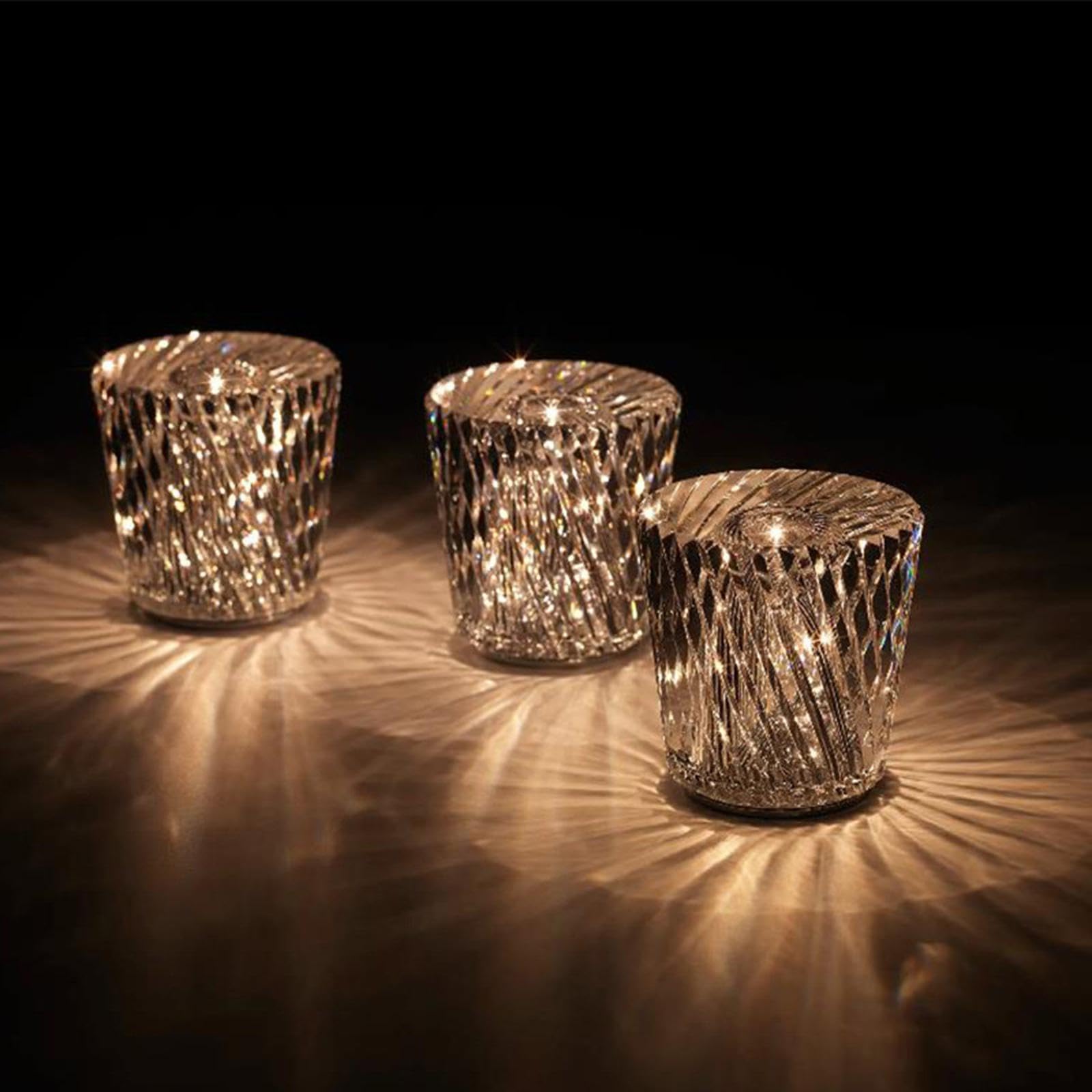 Fenteer Lampada da Tavolo con Luce Notturna, Lampada da Tavolo con Illuminazione Ambientale, Lampada da Tavolo con Cristallo, Lampada da Tavolo per Inaugurazi, Stile a