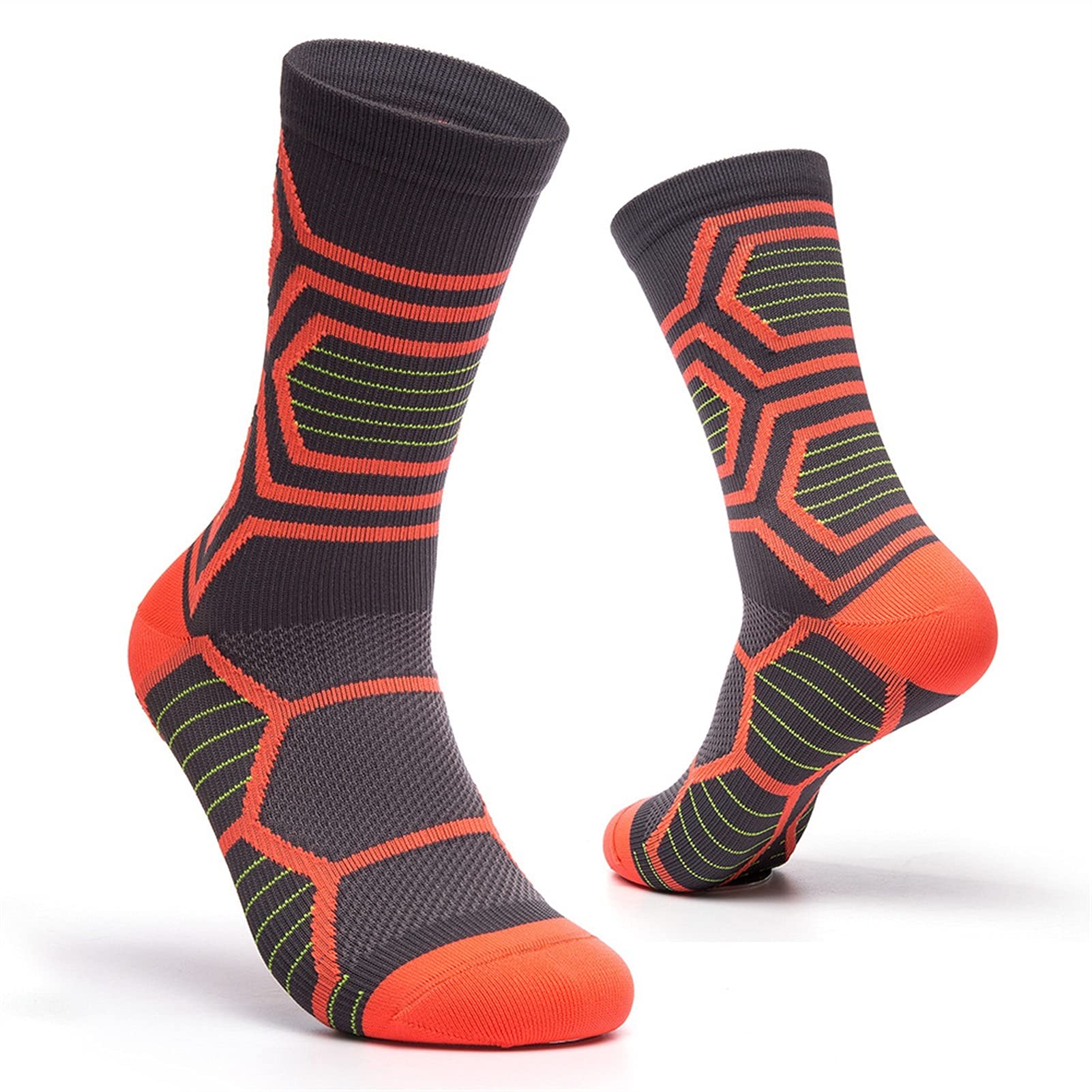 1 coppia Calzini da ciclismo Unisex Assorbimento di ammortizzatore traspirante Punta protettiva per gli sport ciclismo Attrezzature calcetines Ciclismo Hombre ( Color : Orange gray , Size : For adults